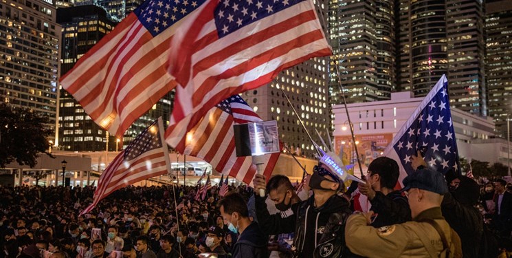 حضور دوباره معترضان هنگ کنگی در خیابان‌ها برای قدردانی از آمریکا