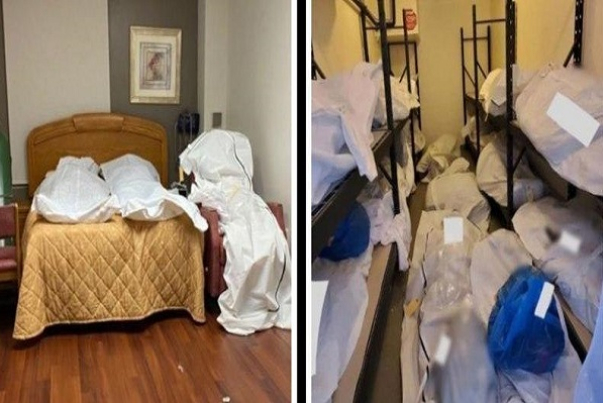 تصاویر انباشته شدن اجساد قربانیان کرونا در بیمارستانی در دیترویت