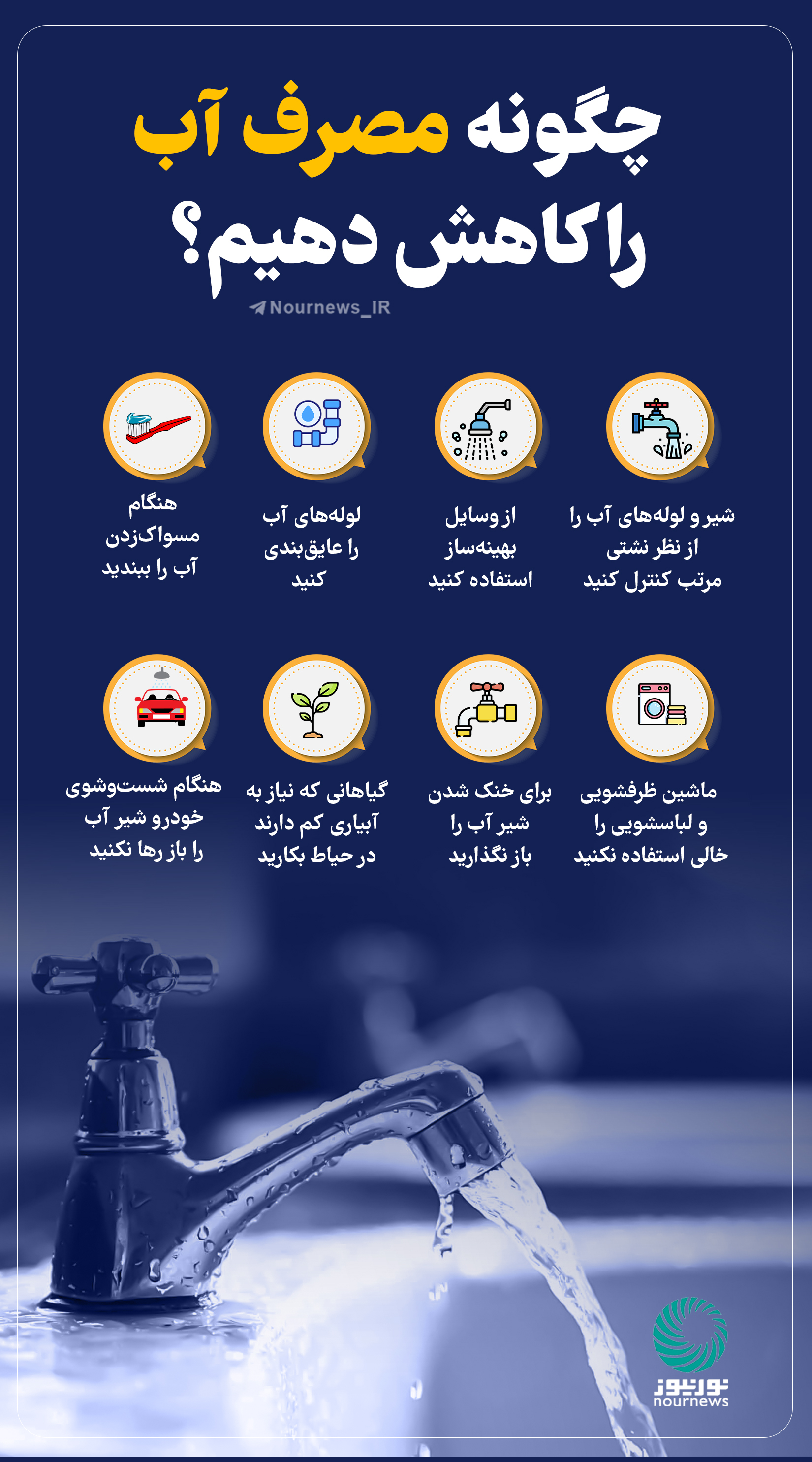 نوراینفو | چگونه مصرف آب را کاهش دهیم؟