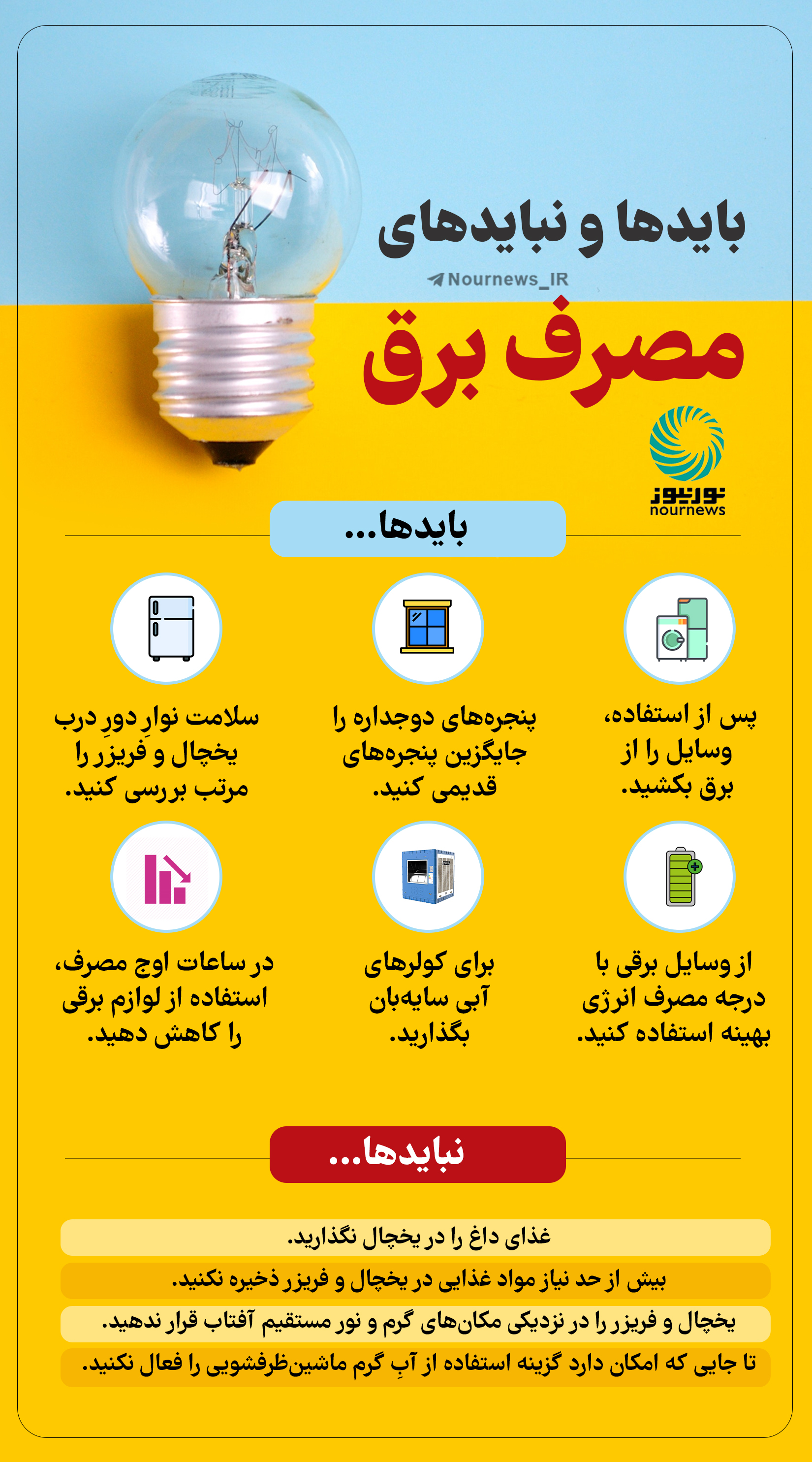 بایدها ونباید های مصرف برق