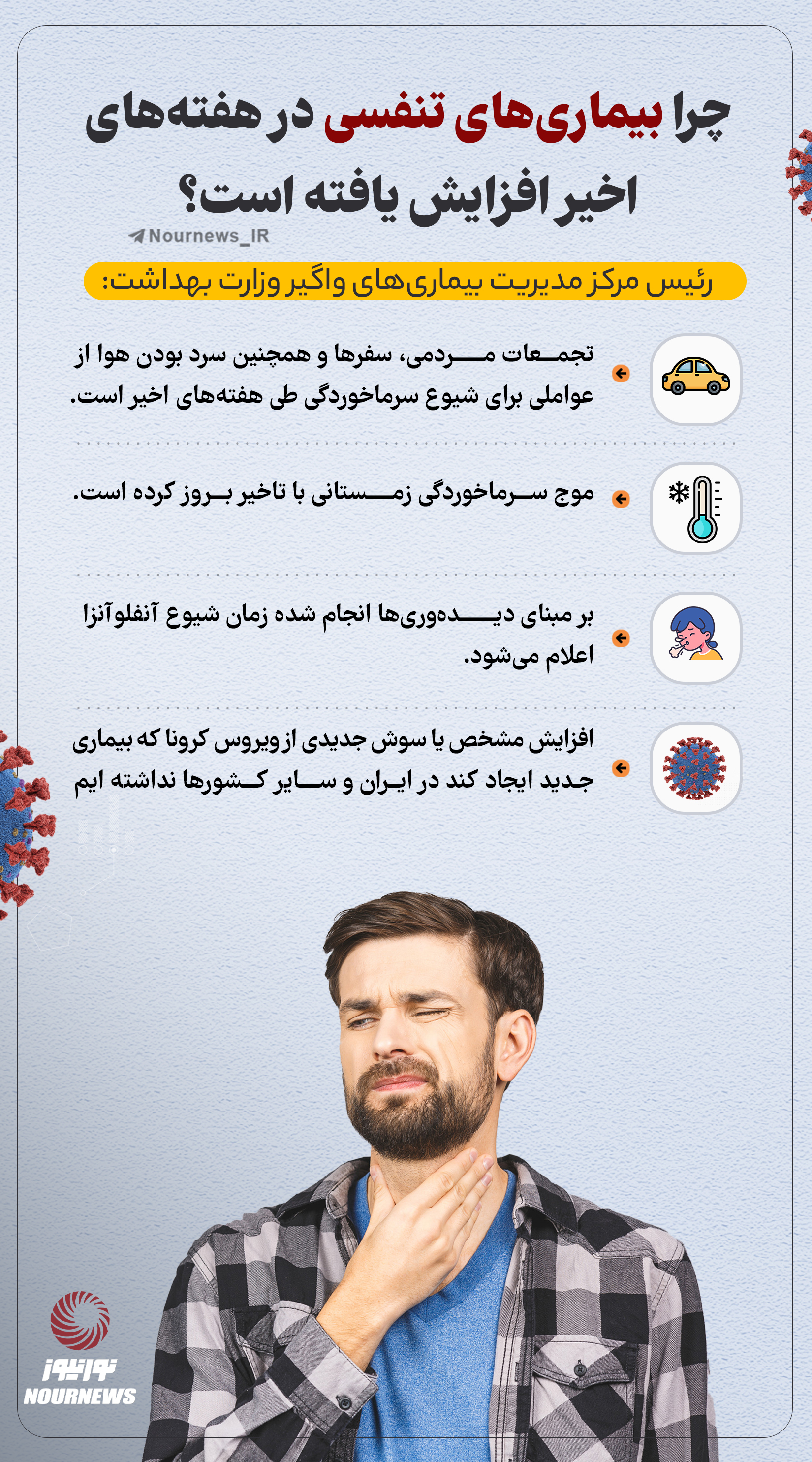 نوراینفو | چرا بیماری‌های تنفسی در هفته‌های اخیر افزایش یافته است؟