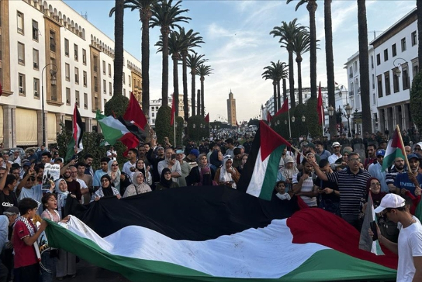 Массовые демонстрации в городе Мохамедия, Марокко, в поддержку Газы + видео