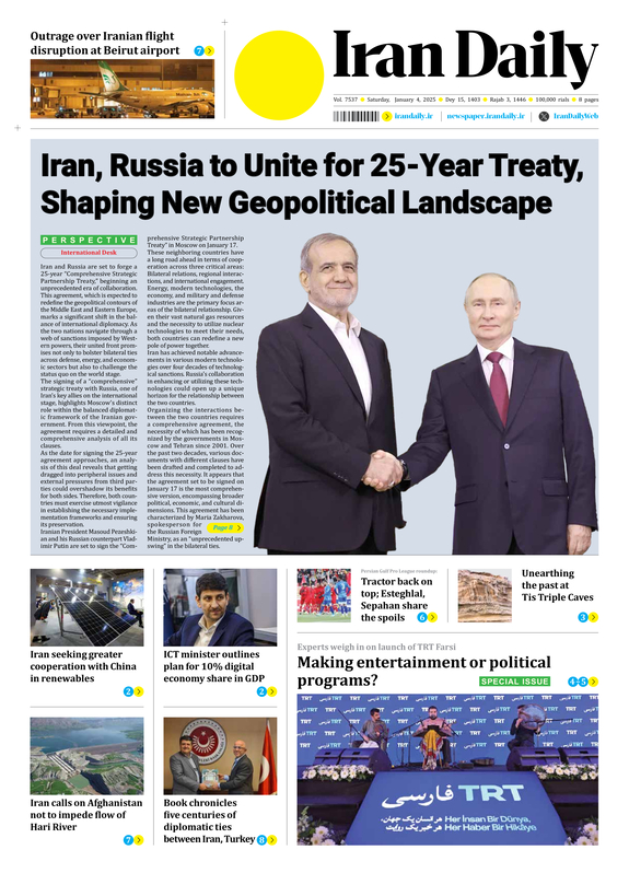 Front pages of Iran's English dailies on January 4