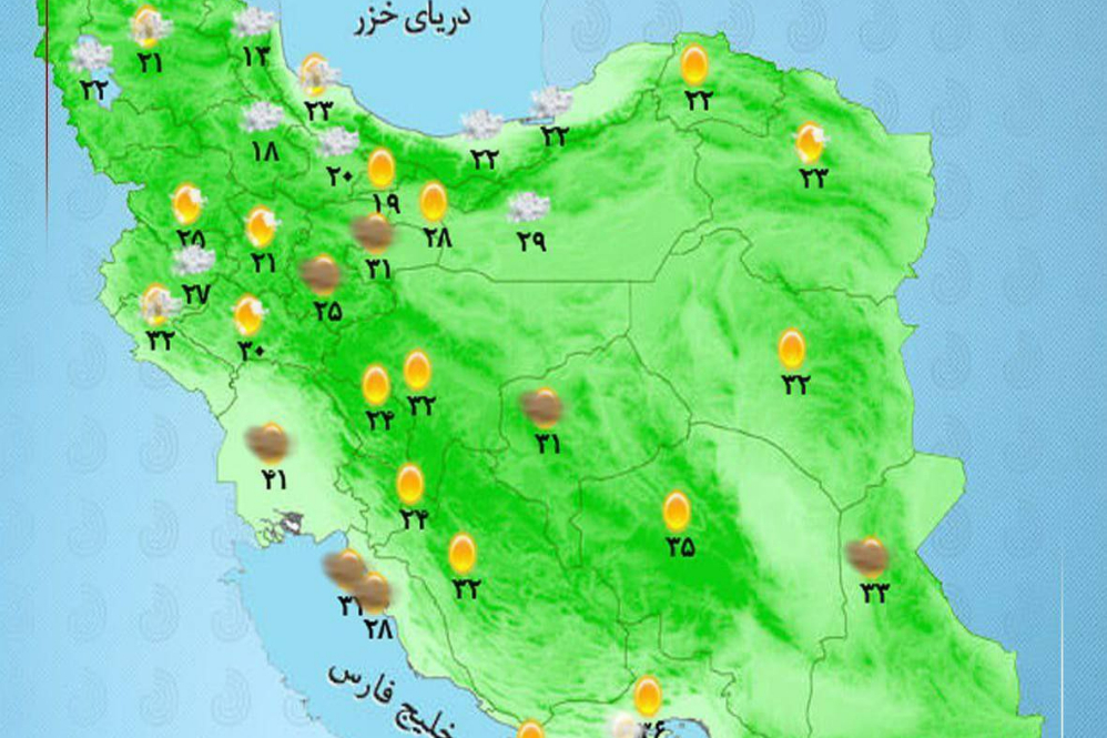 وضعیت آب و هوا امروز سه شنبه 6 خرداد 1404+ وضعیت استانها