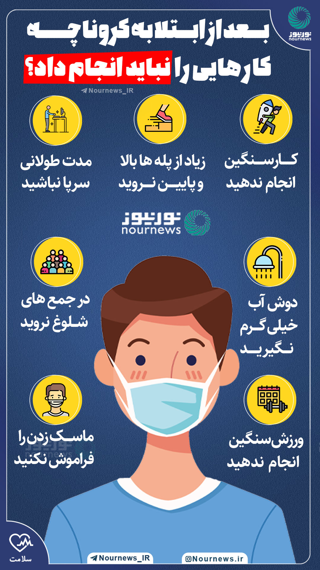 بعد از ابتلا به کرونا چه کارهایی نباید انجام داد