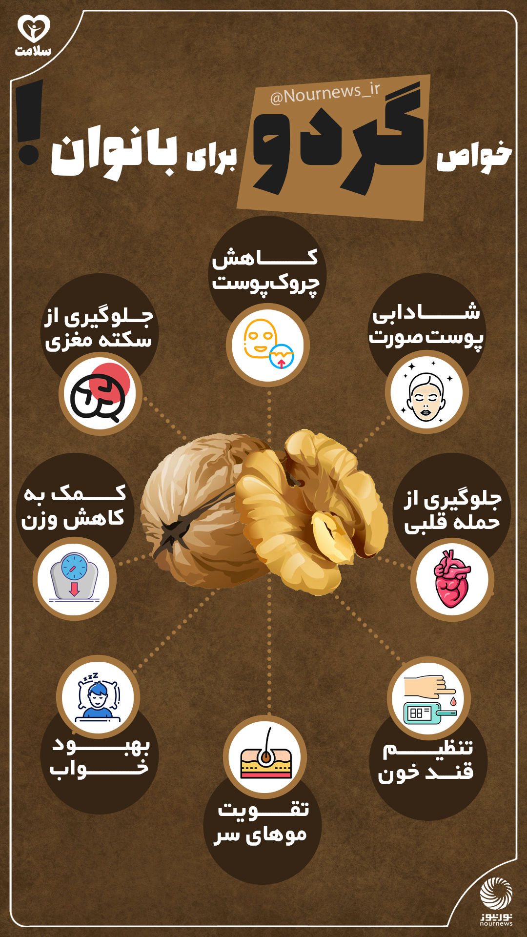 اینفوگرافی: خواص گردو برای بانوان